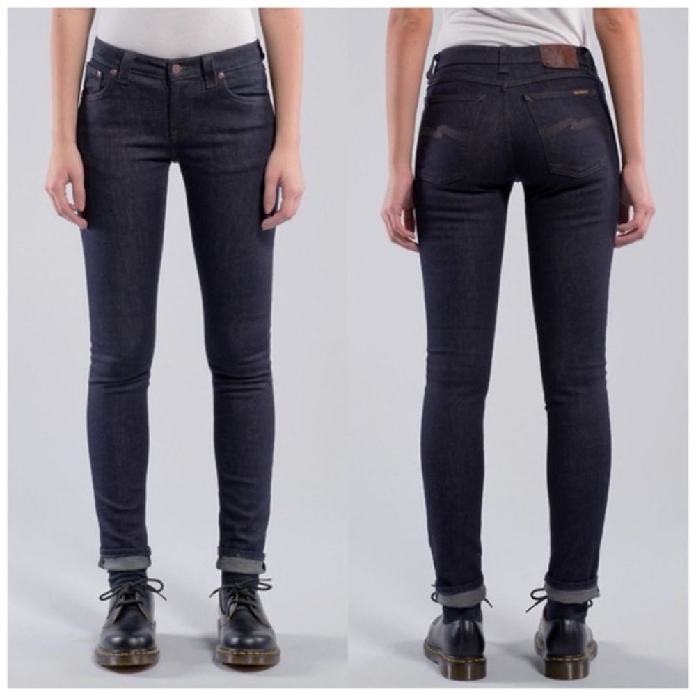 Nudie Jeans Skinny Lin Dry Steel – Slim Fit Raw Denim